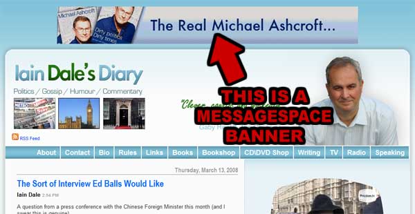 MessageSpace ad for lordashcroft.com on Iain Dale's website