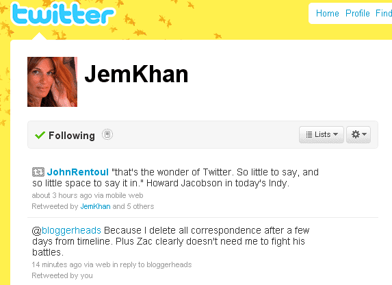 Jemima Khan Twitter account grab