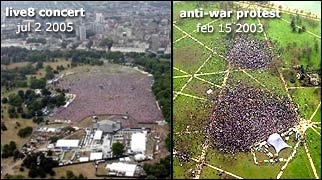 Live 8 and the 2003 anti-war rally