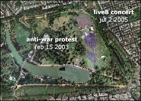Live 8 compared to the 2003 anti-war rally