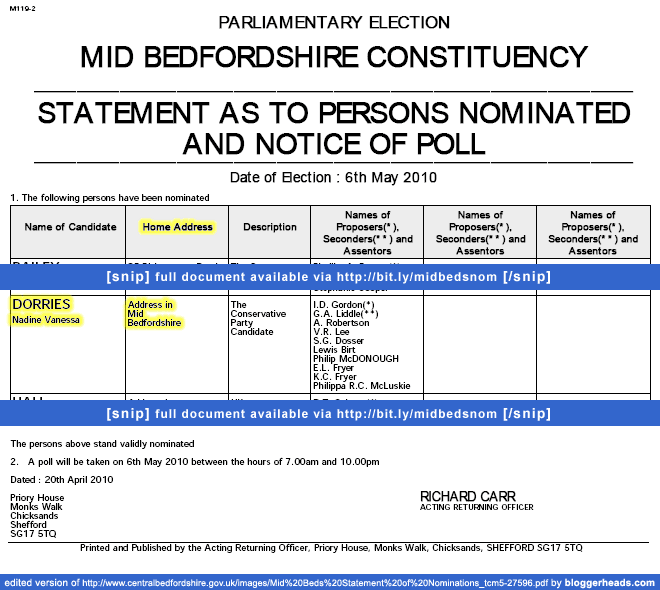 extract from Mid Beds nomination form for ge2010