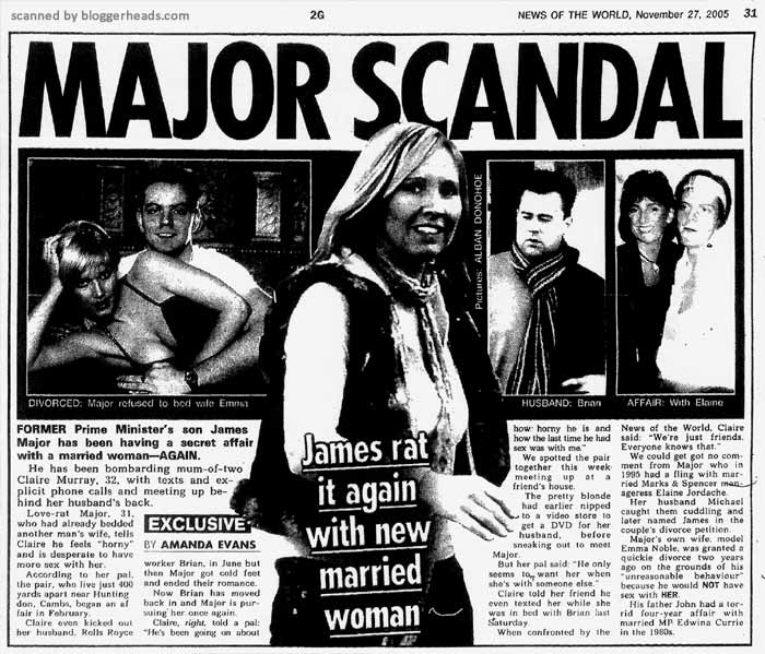 News of the World James Major exclusive, 27 November 2005